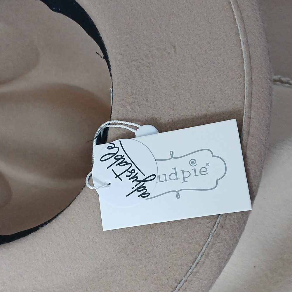 SALE NWT Mud Pie grosgrain Women's Fedora Hat Taupe - Picture 4 of 4